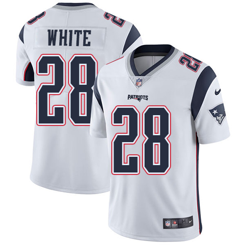 Nike Patriots #28 James White White Youth Stitched NFL Vapor Untouchable Limited Jersey - Click Image to Close